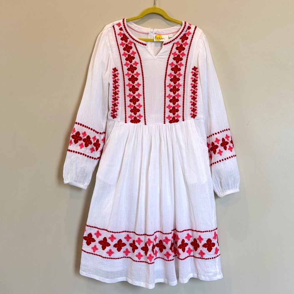 Girl’s Boden Gauze Dress with Embrodery